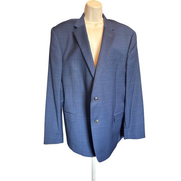 Tommy Hilfiger Men's Suit Jacket Blazer Size 38R Windowpane Blue Plaid - Picture 2 of 16